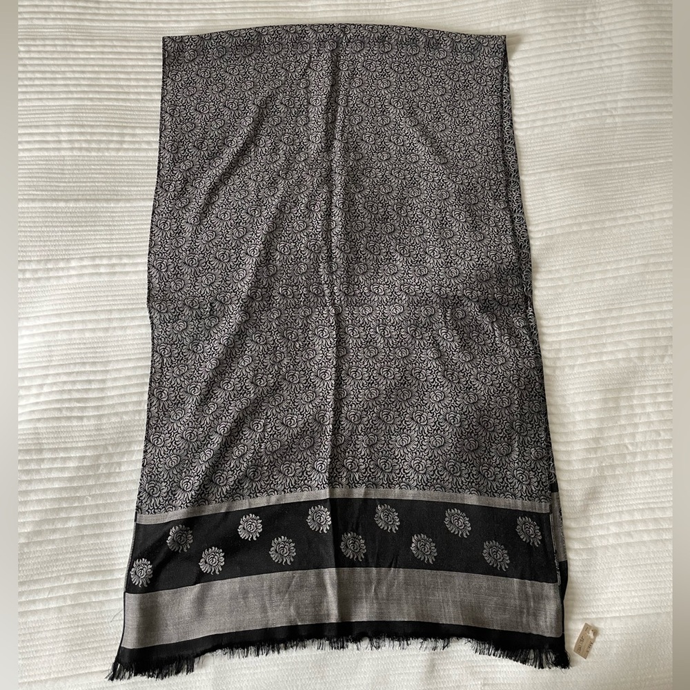 Black and Gray Silk Scarf
